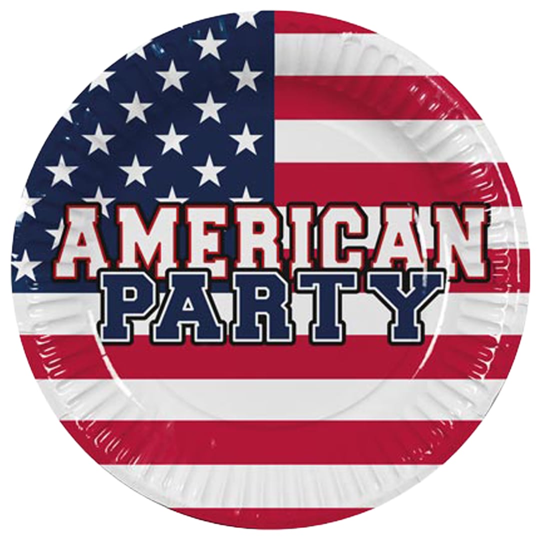 American Party USA Round Biodegradable Paper Plates 23cm - Pack of 10