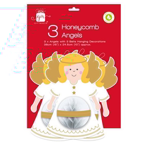 Angel Christmas Honeycomb Paper Hanging Decorations 38cm - Pack of 3 Product Image