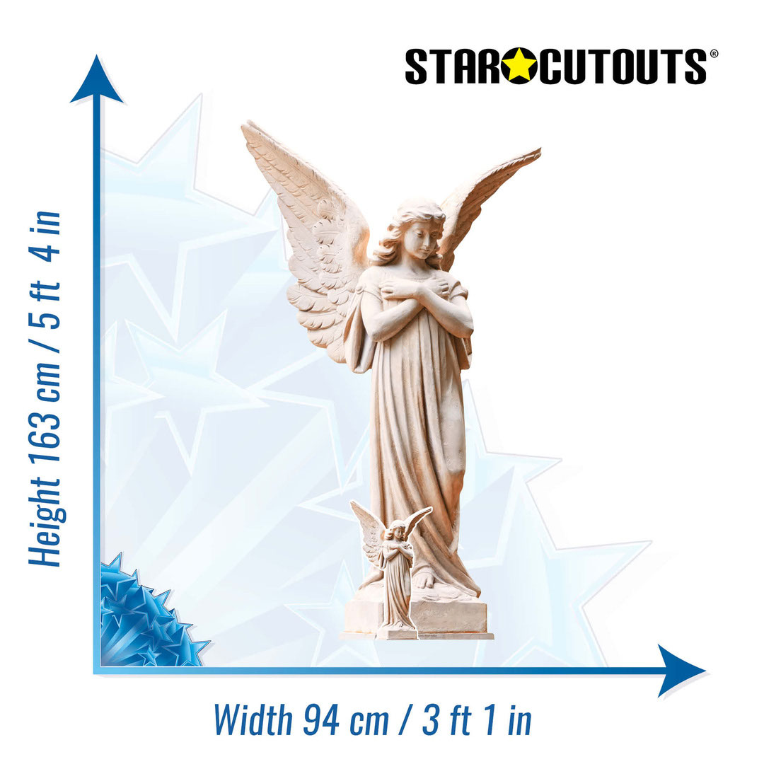 Angel White Stone Statue Lifesize Cardboard Cutout 163cm View 3