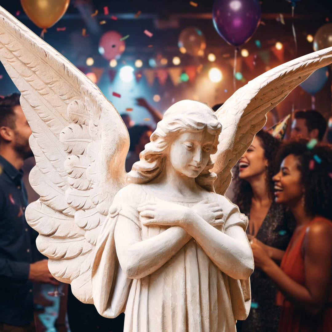 Angel White Stone Statue Lifesize Cardboard Cutout 163cm View 5