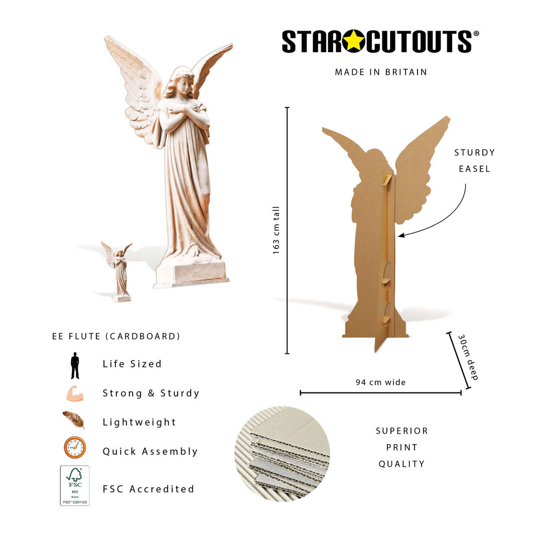 Angel White Stone Statue Lifesize Cardboard Cutout 163cm View 6