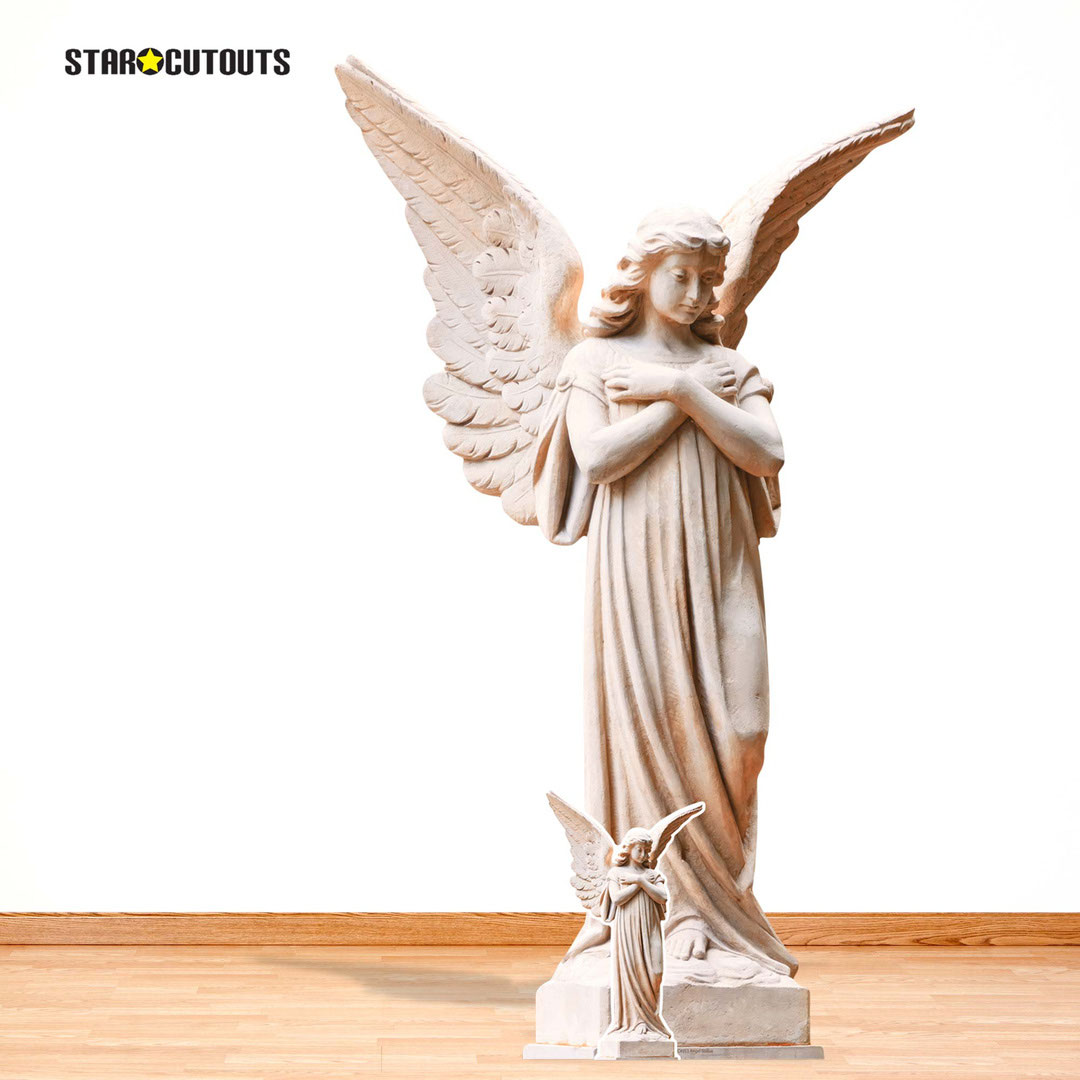 Angel White Stone Statue Lifesize Cardboard Cutout 163cm View 8