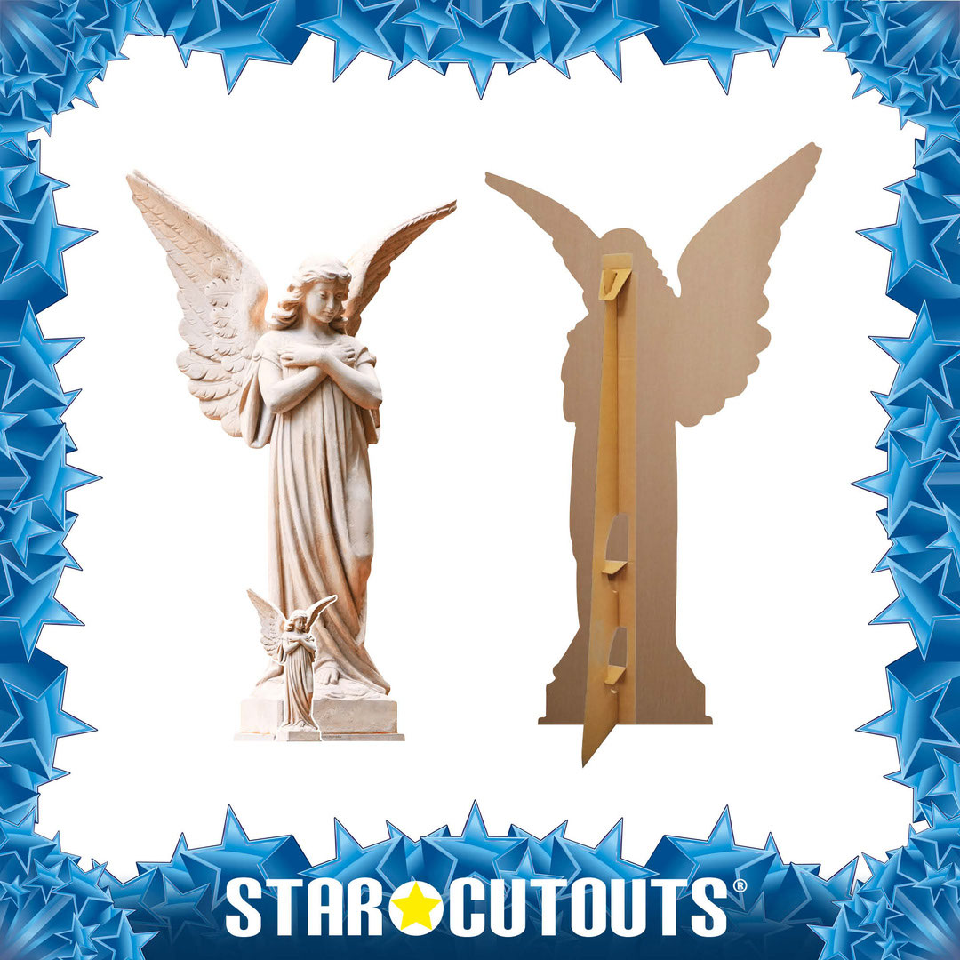 Angel White Stone Statue Lifesize Cardboard Cutout 163cm View 2