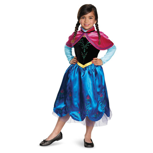 Anna Travelling Disney Frozen Girls Deluxe Fancy Dress Costume Kids Medium - Age 7-8 Product Gallery Image