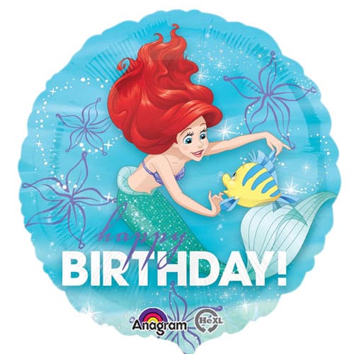 Ariel The Little Mermaid Disney Princess Happy Birthday Round Foil Balloon 43cm / 17 in  Product Gallery Image