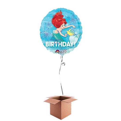 Ariel Happy Birthday Round Foil Balloon - Inflated Balloon in a Box Product Image