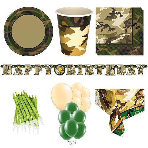 Army Camouflage Theme 16 Person Deluxe Party Pack        