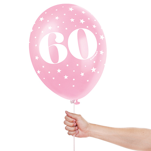 Assorted Age 60 Pearlised Biodegradable Latex Balloons 30cm / 12 in - Pack of 5 Product Gallery Image