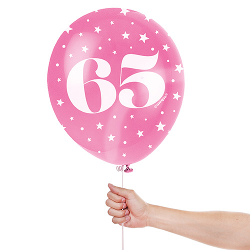 Assorted Age 65 Pearlised Biodegradable Latex Balloons 30cm / 12 in - Pack of 5 Product Gallery Image