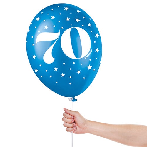 Assorted Age 70 Pearlised Biodegradable Latex Balloons 30cm / 12 in - Pack of 5 Product Gallery Image
