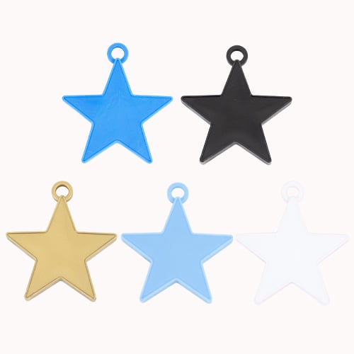 Assorted Black, Blue, White and Gold Plastic Star Shaped Balloon Weights 8g - Pack of 5