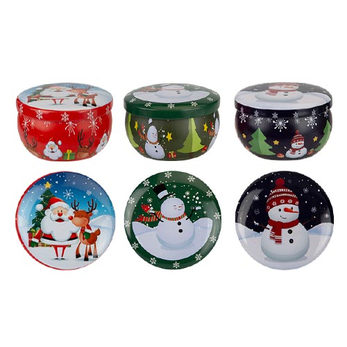 Assorted Christmas Character Candle Metal Tin Product Gallery Image