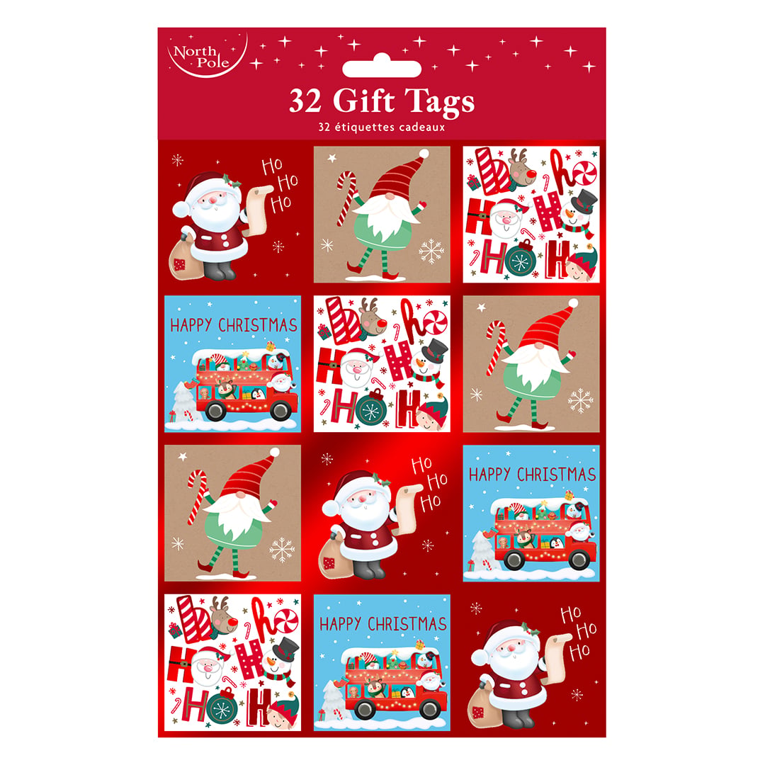 Christmas Character Design Red Foil Finish Gift Tags - Pack of 32 View 2
