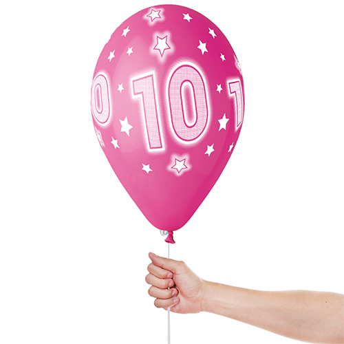 Assorted Colour Cosmic Stars Age 10 Latex Balloons 33cm / 13 in - Pack of 6 Product Gallery Image
