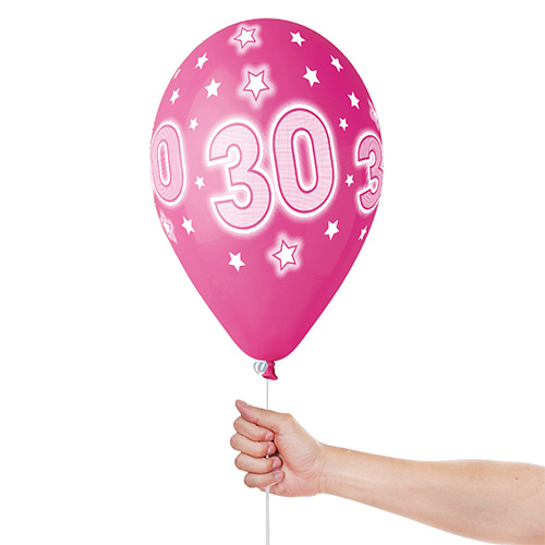 Assorted Colour Cosmic Stars Age 30 Latex Balloons 33cm / 13 in - Pack of 6 Product Gallery Image