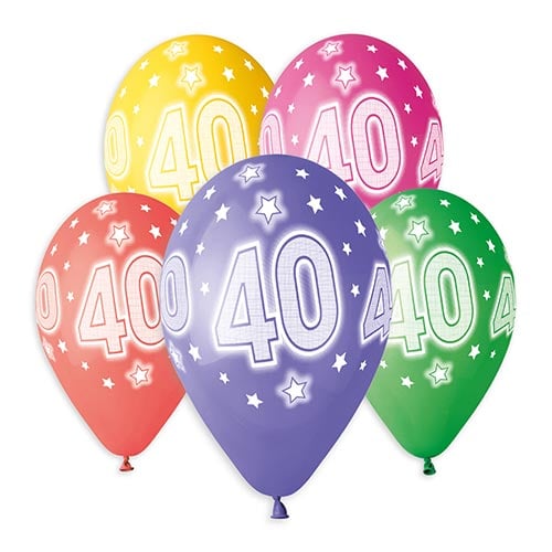 Assorted Colour Cosmic Stars Age 40 Latex Balloons 33cm / 13 in - Pack of 6