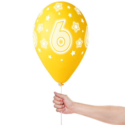 Assorted Colour Cosmic Stars Age 6 Latex Balloons 33cm / 13 in - Pack of 6 Product Gallery Image