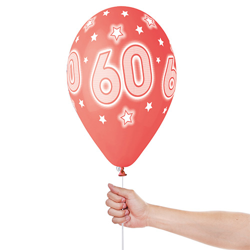 Assorted Colour Cosmic Stars Age 60 Latex Balloons 33cm / 13 in - Pack of 6 Product Gallery Image