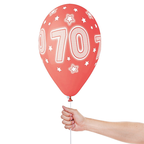 Assorted Colour Cosmic Stars Age 70 Latex Balloons 33cm / 13 in - Pack of 6 Product Gallery Image