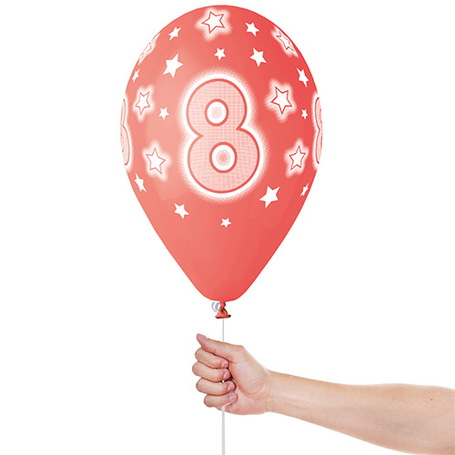 Assorted Colour Cosmic Stars Age 8 Latex Balloons 33cm / 13 in - Pack of 6 Product Gallery Image