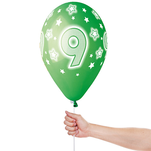 Assorted Colour Cosmic Stars Age 9 Latex Balloons 33cm / 13 in - Pack of 6 Product Gallery Image
