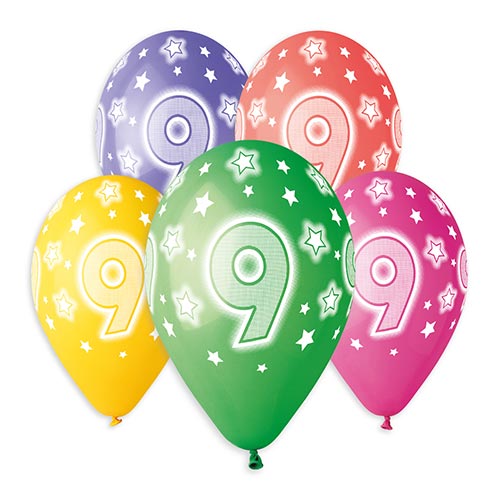 Assorted Colour Cosmic Stars Age 9 Latex Balloons 33cm / 13 in - Pack of 6 Product Gallery Image
