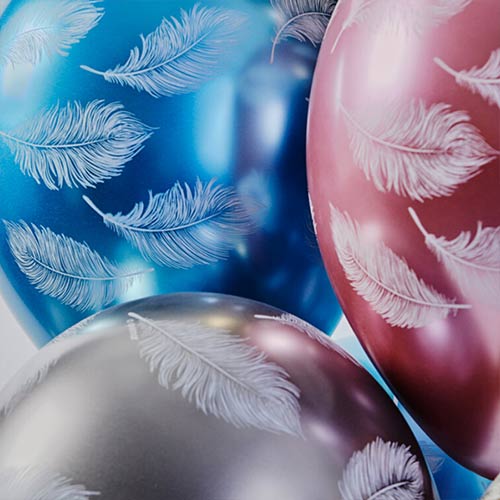 Assorted Colour Feather Plume Shiny Metallic Latex Balloons 33cm / 13 in - Pack of 6 Product Gallery Image