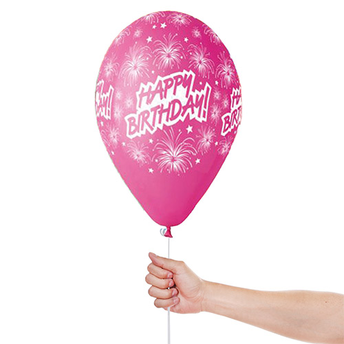 Assorted Colour Happy Birthday Firework Celebration Latex Balloons 33cm / 13 in - Pack of 6 Product Gallery Image