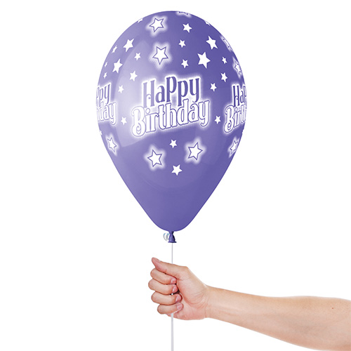 Assorted Colour Happy Birthday Star Latex Balloons 33cm / 13 in - Pack of 6 Product Gallery Image