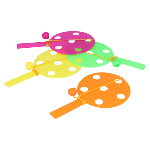 Assorted Neon Colour Paddle Bat and Ball Games 14cm - Pack of 6 Product Gallery Image