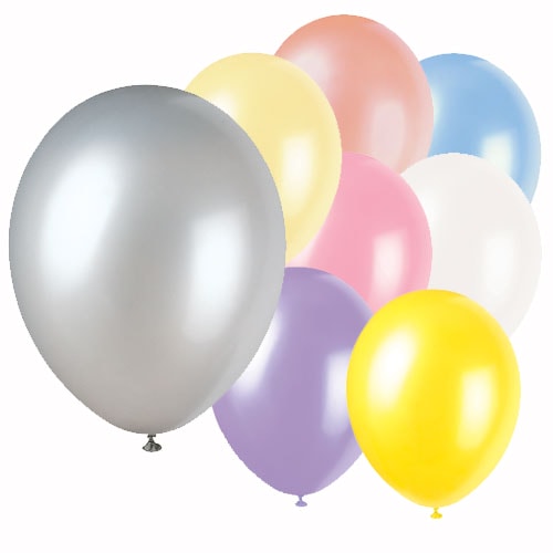 Assorted Colour Plain Biodegradable Latex Balloons 30cm / 12 in - Pack of 8 Bundle Product Image