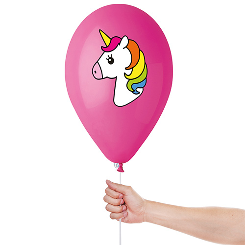 Assorted Colour Rainbow Unicorn Latex Balloons 33cm / 13 in - Pack of 6 Product Gallery Image