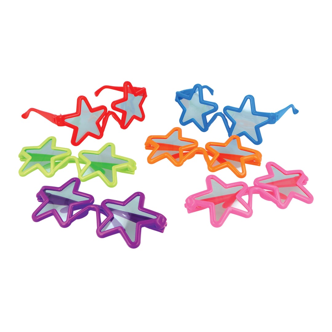 Assorted Colour Star Shaped Glasses Kids Fancy Dress Accessory Product Gallery Image