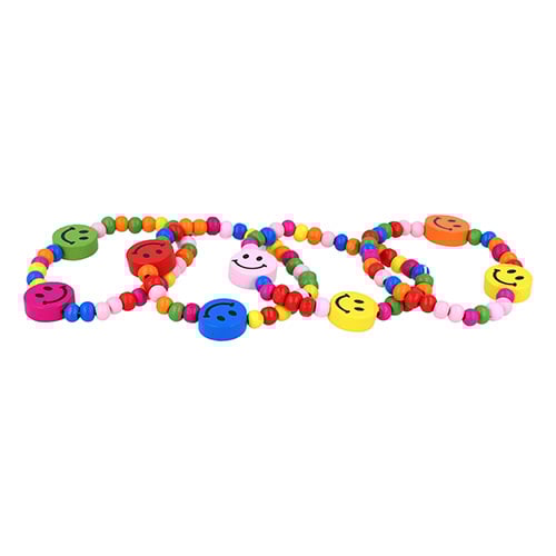 Assorted Colour Wooden Bead Smiling Faces Bracelet Product Gallery Image