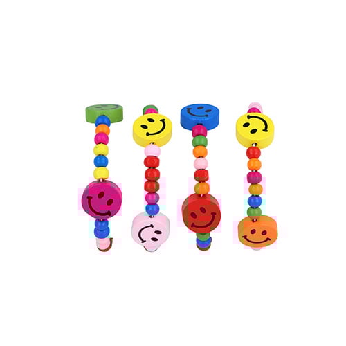 Assorted Colour Wooden Bead Smiling Faces Bracelet Product Gallery Image