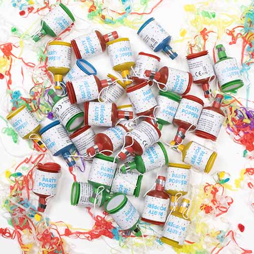 Assorted Colours Party Poppers - Pack of 50 Product Gallery Image