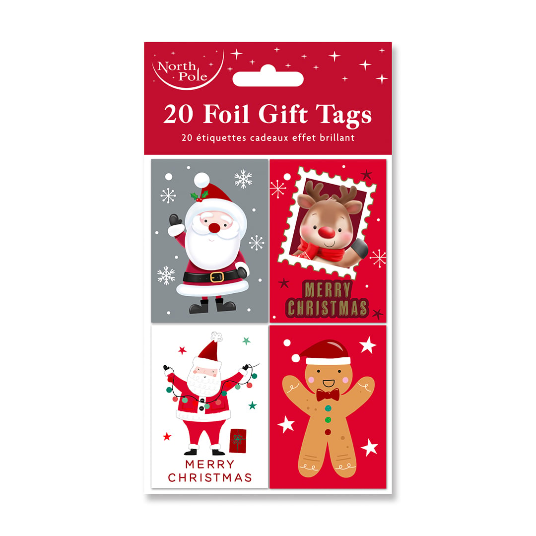 Cute Christmas Characters Foil Gift Tags - Pack of 20 View 2