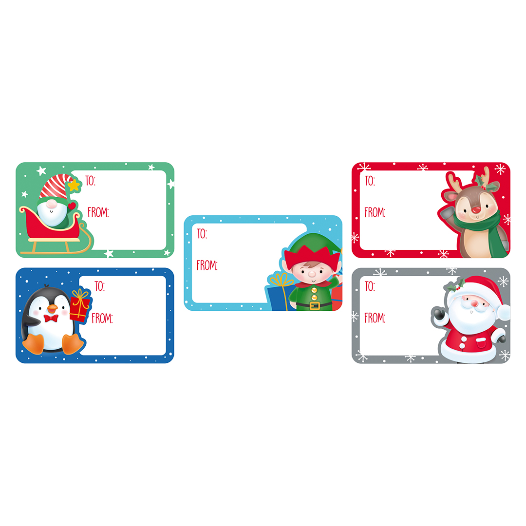 Cute Christmas Characters Gift Label Stickers - Pack of 50 View 2