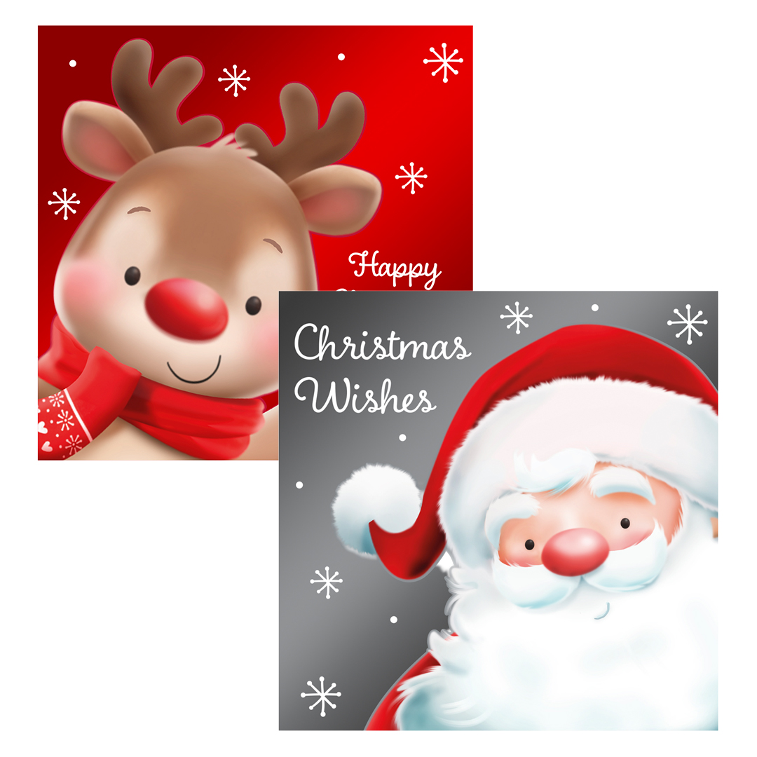 Assorted Cute Christmas Characters Greeting Cards - Pack of 12