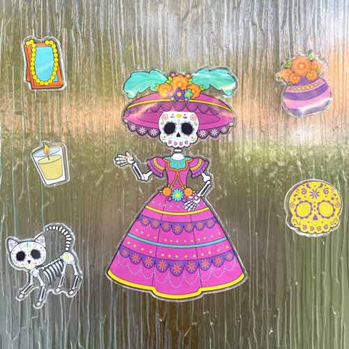 Assorted Day of The Dead Halloween Gel Stickers Window Decorations  Product Gallery Image