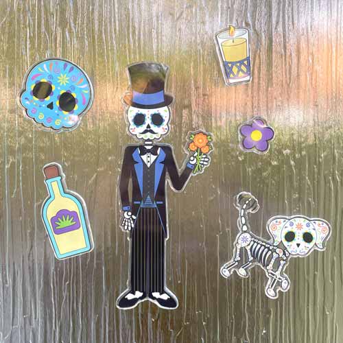 Assorted Day of The Dead Halloween Gel Stickers Window Decorations  Product Gallery Image