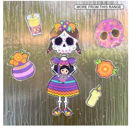 Assorted Day of The Dead Halloween Gel Stickers Window Decorations  Product Gallery Image