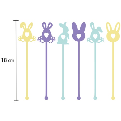 Assorted Easter Bunnies Acrylic Drinks Stirrers - Pack of 6 Product Gallery Image