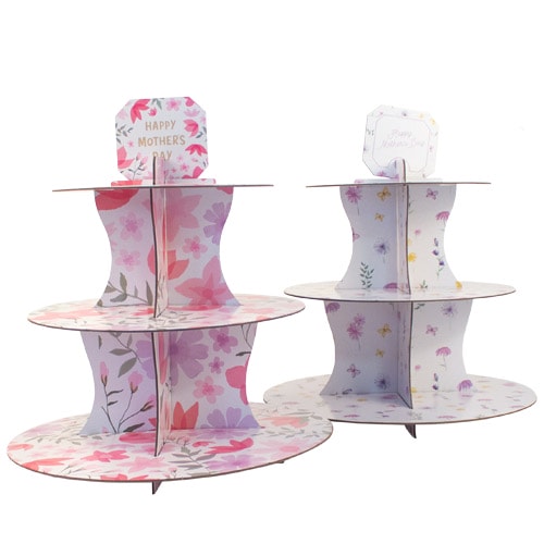 Assorted Floral 3 Tier Cupcake Stand 35cm Product Image