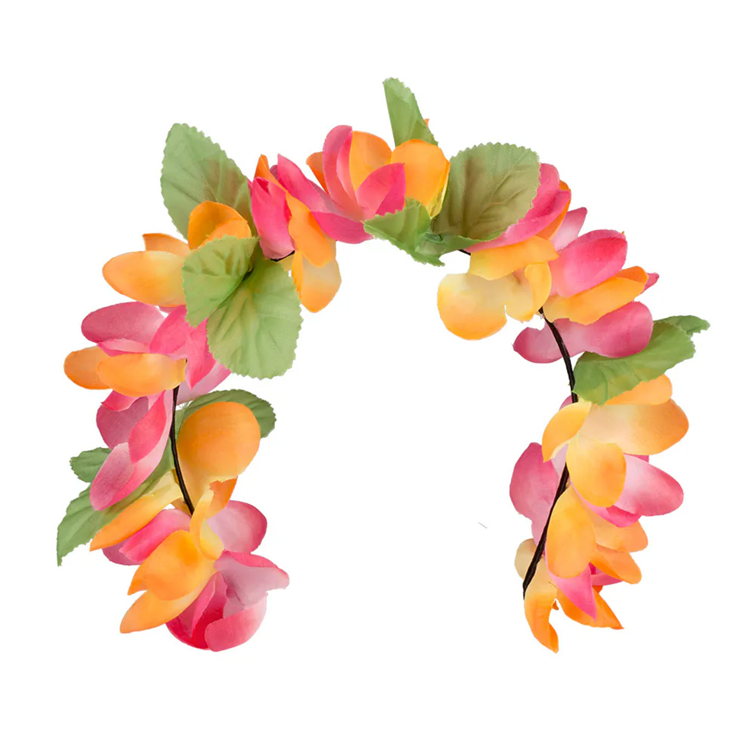 Colourful Flowers Headband Hawaii Fancy Dress View 4