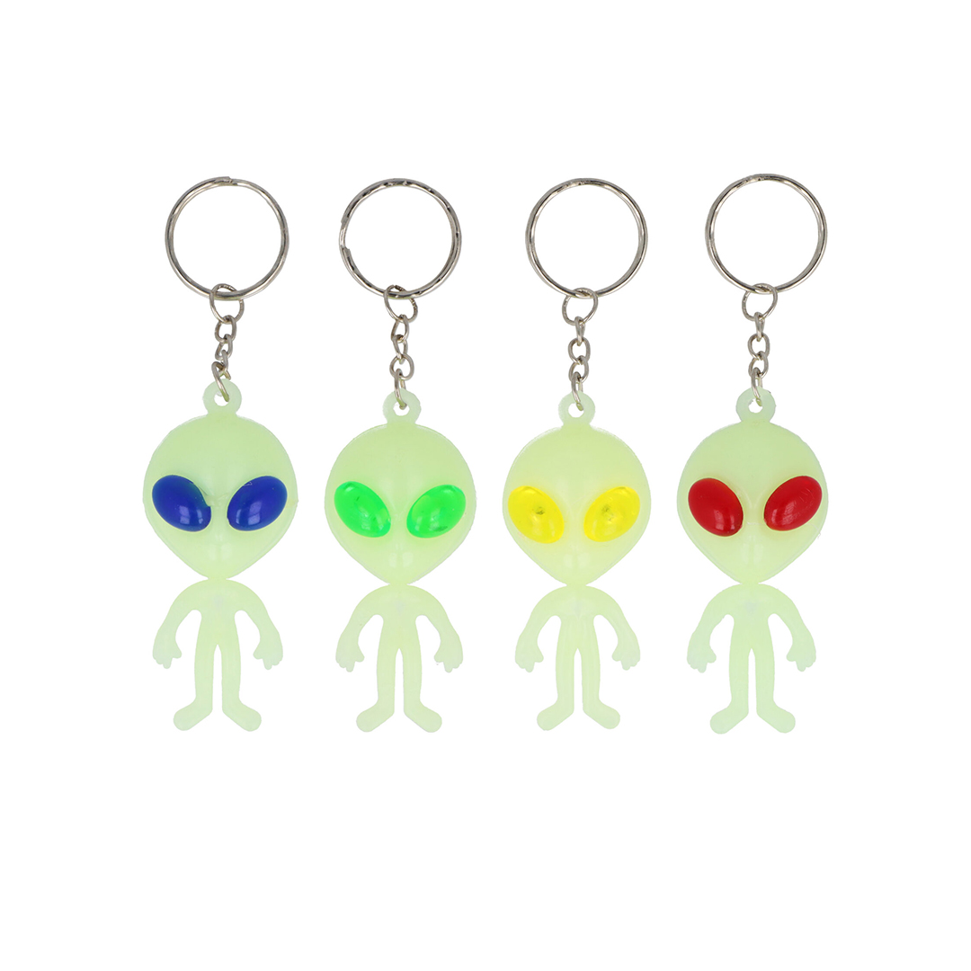 Assorted Glow In The Dark Alien Keyring Party Favour 11cm