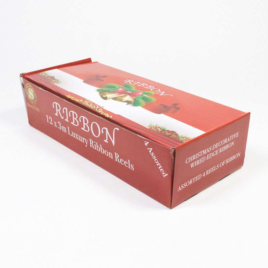 Assorted Traditional Red and Green Luxury Christmas Decorative Wired Ribbon Reels 3m - Pack of 12 Product Gallery Image
