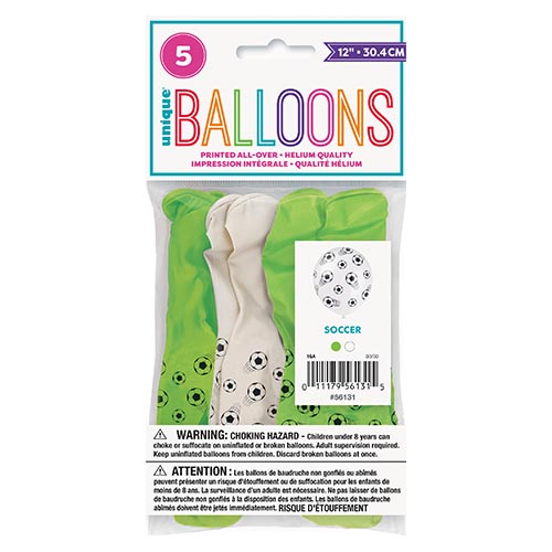 Assorted Green & White 3D Football Biodegradable Latex Balloons 30cm / 12 in - Pack of 5 Product Gallery Image