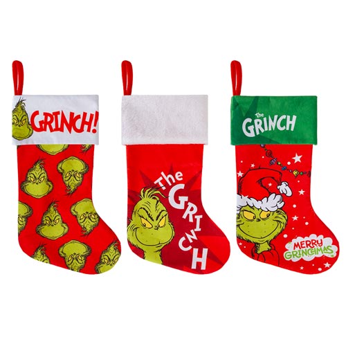 Assorted Grinch Christmas Fleece Present Stocking 46cm