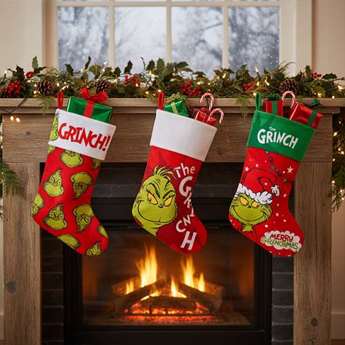Assorted Grinch Christmas Fleece Present Stocking 46cm